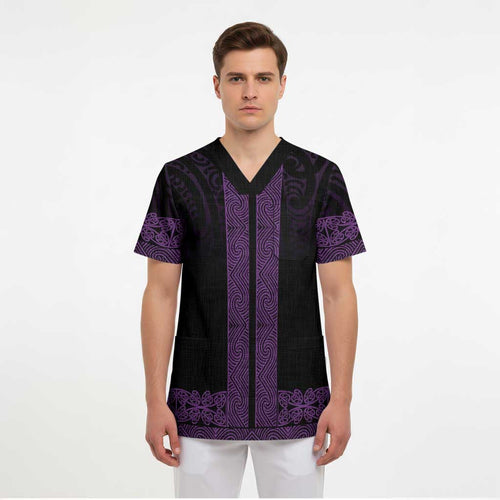 New Zealand Maori Kowhaiwhai Scrub Top Waiporoporo Maui and Mangopare - Aussie Hoodie