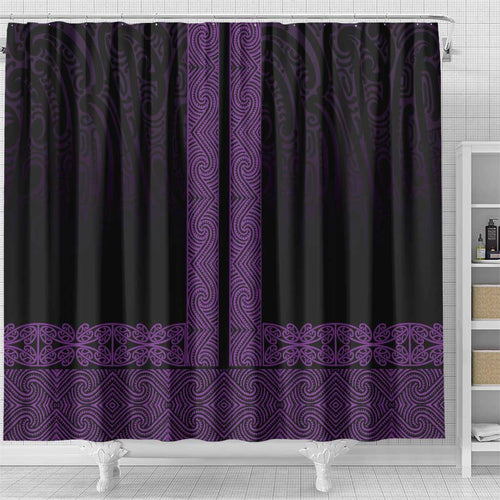 New Zealand Maori Kowhaiwhai Shower Curtain Waiporoporo Maui and Mangopare