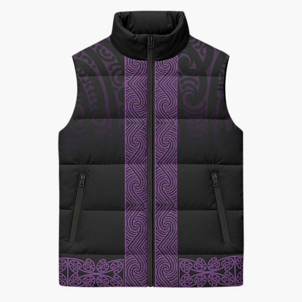 New Zealand Maori Kowhaiwhai Sleeveless Puffer Jacket Waiporoporo Maui and Mangopare - Aussie Hoodie