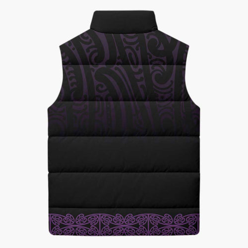 New Zealand Maori Kowhaiwhai Sleeveless Puffer Jacket Waiporoporo Maui and Mangopare - Aussie Hoodie