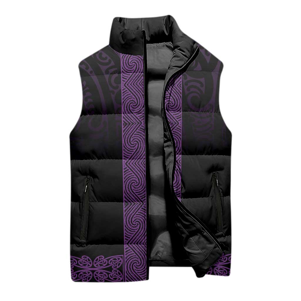 New Zealand Maori Kowhaiwhai Sleeveless Puffer Jacket Waiporoporo Maui and Mangopare - Aussie Hoodie