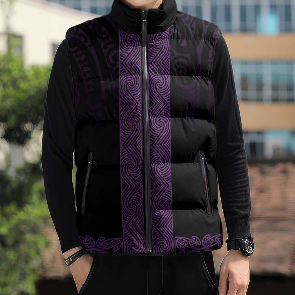 New Zealand Maori Kowhaiwhai Sleeveless Puffer Jacket Waiporoporo Maui and Mangopare - Aussie Hoodie