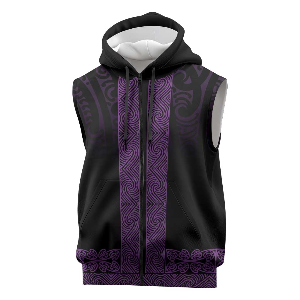 New Zealand Maori Kowhaiwhai Sleeveless Zip Hoodie Waiporoporo Maui and Mangopare LT9