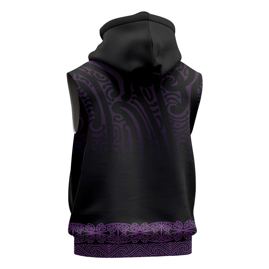 New Zealand Maori Kowhaiwhai Sleeveless Zip Hoodie Waiporoporo Maui and Mangopare LT9