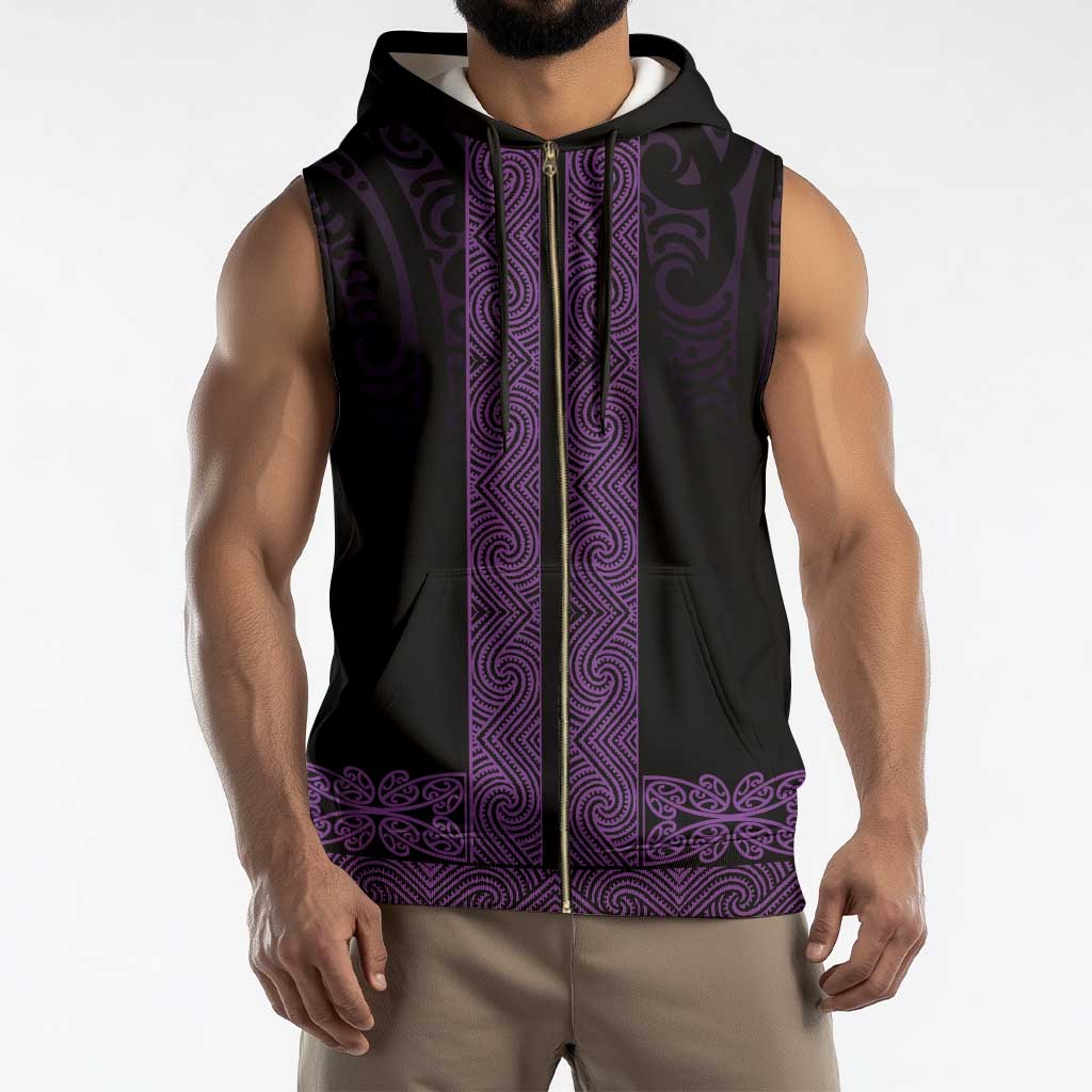 New Zealand Maori Kowhaiwhai Sleeveless Zip Hoodie Waiporoporo Maui and Mangopare - Aussie Hoodie