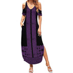 New Zealand Maori Kowhaiwhai Summer Maxi Dress Waiporoporo Maui and Mangopare