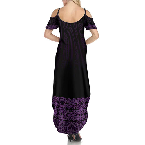 New Zealand Maori Kowhaiwhai Summer Maxi Dress Waiporoporo Maui and Mangopare