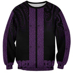 New Zealand Maori Kowhaiwhai Sweatshirt Waiporoporo Maui and Mangopare