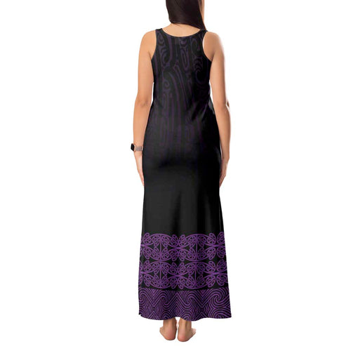 New Zealand Maori Kowhaiwhai Tank Maxi Dress Waiporoporo Maui and Mangopare