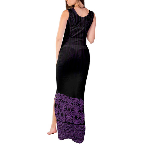 New Zealand Maori Kowhaiwhai Tank Maxi Dress Waiporoporo Maui and Mangopare