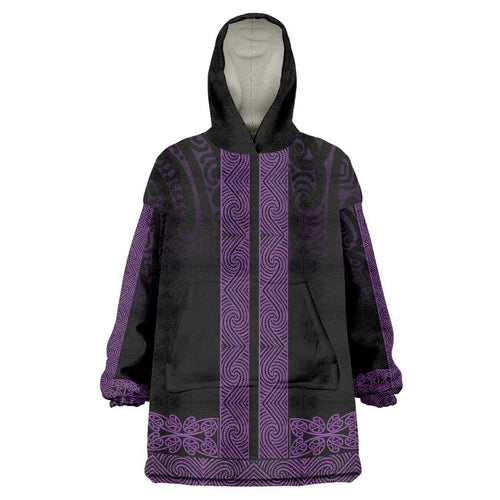 New Zealand Maori Kowhaiwhai Wearable Blanket Hoodie Waiporoporo Maui and Mangopare