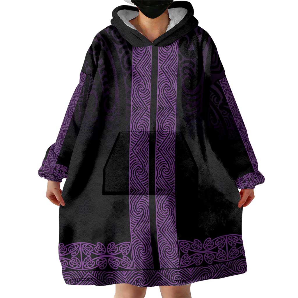 New Zealand Maori Kowhaiwhai Wearable Blanket Hoodie Waiporoporo Maui and Mangopare