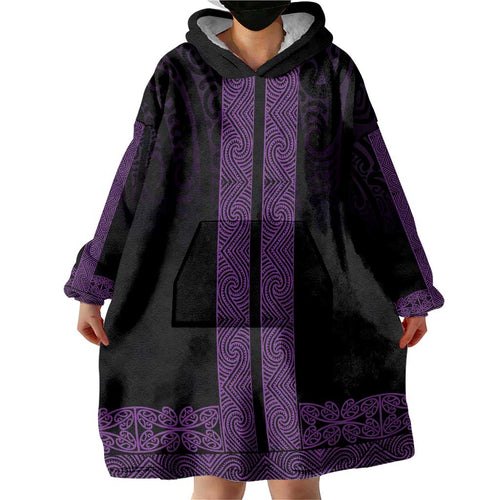 New Zealand Maori Kowhaiwhai Wearable Blanket Hoodie Waiporoporo Maui and Mangopare