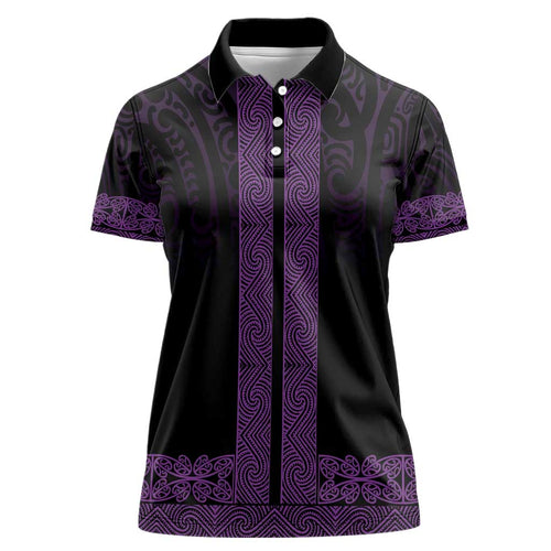 New Zealand Maori Kowhaiwhai Women Polo Shirt Waiporoporo Maui and Mangopare