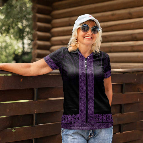 New Zealand Maori Kowhaiwhai Women Polo Shirt Waiporoporo Maui and Mangopare