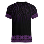 New Zealand Maori Kowhaiwhai Women V-Neck T-Shirt Waiporoporo Maui and Mangopare