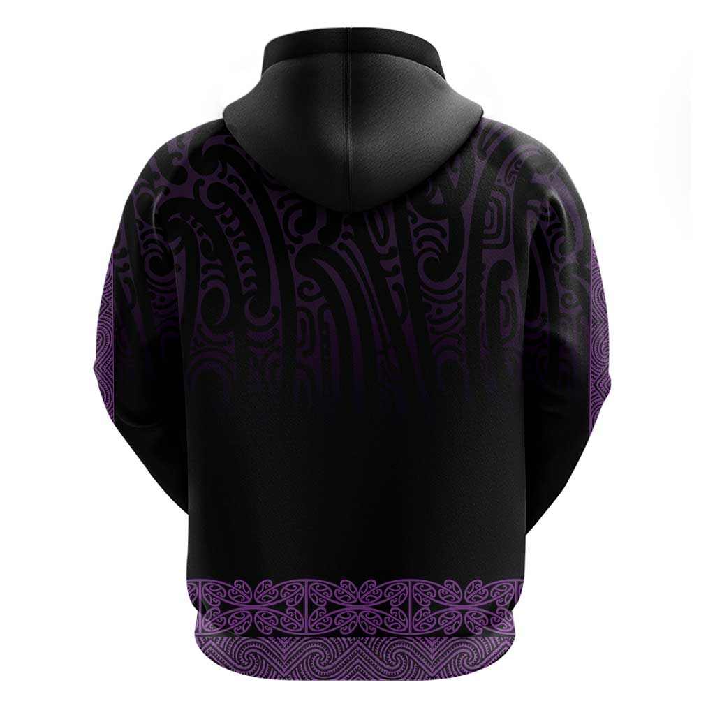 New Zealand Maori Kowhaiwhai Zip Hoodie Waiporoporo Maui and Mangopare
