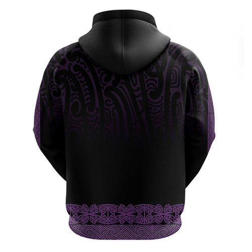 New Zealand Maori Kowhaiwhai Zip Hoodie Waiporoporo Maui and Mangopare
