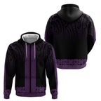 New Zealand Maori Kowhaiwhai Zip Hoodie Waiporoporo Maui and Mangopare
