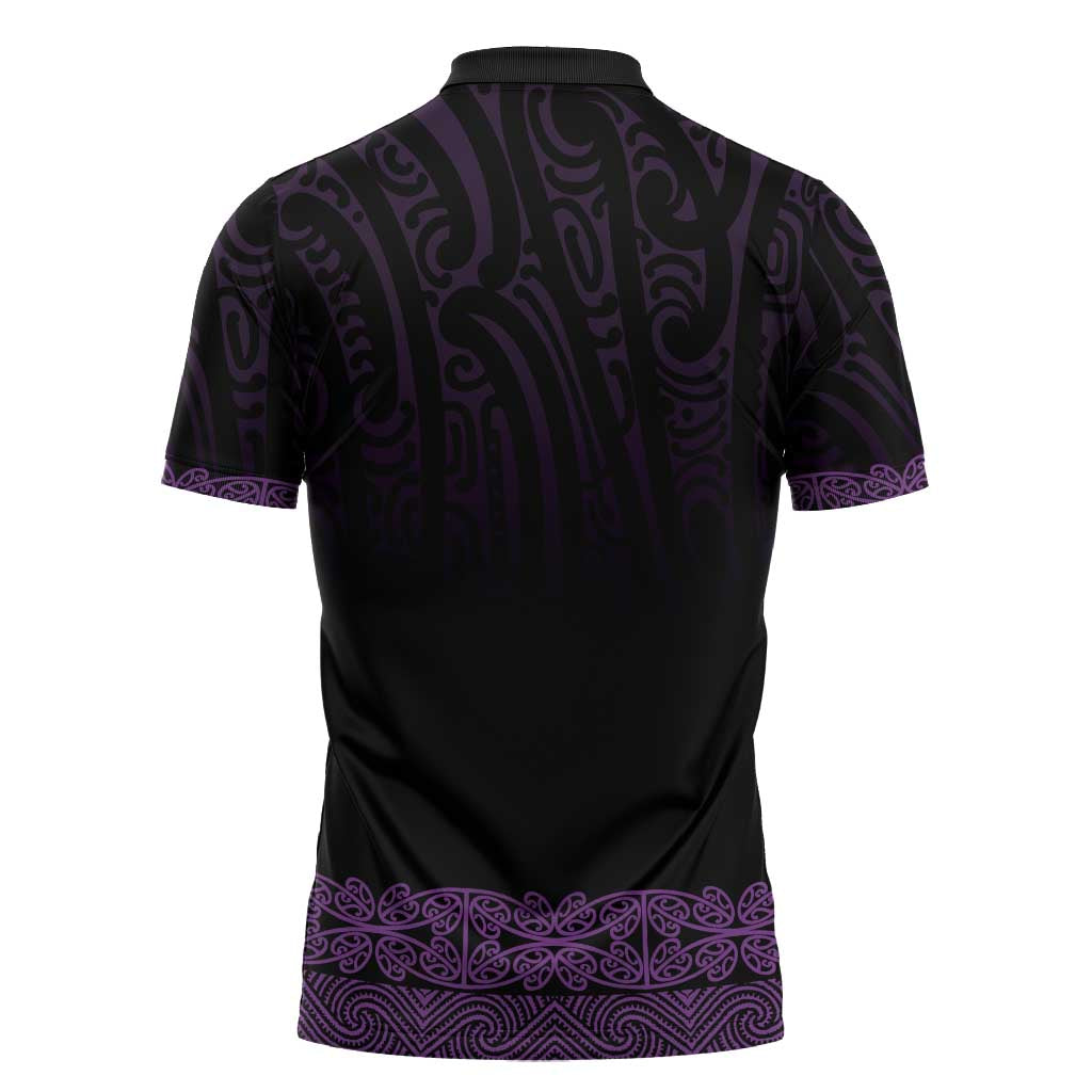 New Zealand Maori Kowhaiwhai Zipper Polo Shirt Waiporoporo Maui and Mangopare - Aussie Hoodie