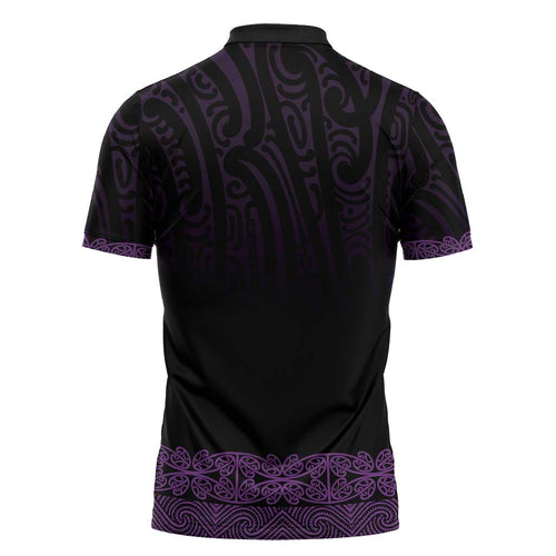New Zealand Maori Kowhaiwhai Zipper Polo Shirt Waiporoporo Maui and Mangopare - Aussie Hoodie