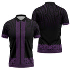 New Zealand Maori Kowhaiwhai Zipper Polo Shirt Waiporoporo Maui and Mangopare - Aussie Hoodie