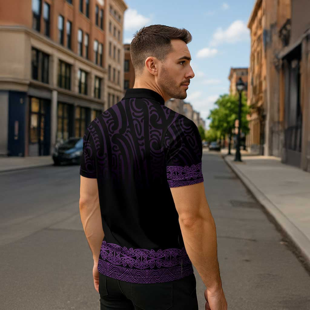 New Zealand Maori Kowhaiwhai Zipper Polo Shirt Waiporoporo Maui and Mangopare - Aussie Hoodie