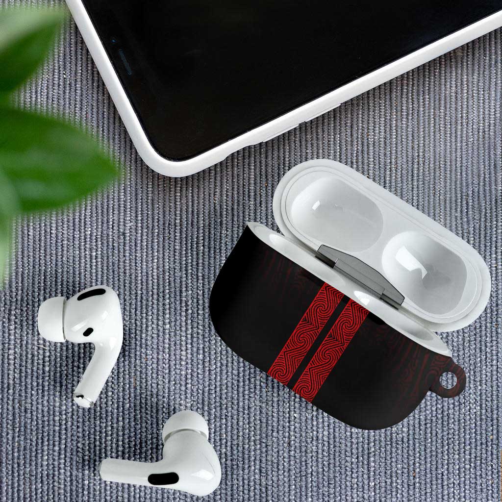New Zealand Maori Kowhaiwhai AirPods Case Whero Maui and Mangopare - Aussie Hoodie