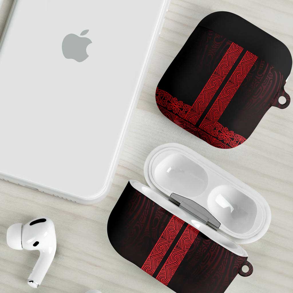 New Zealand Maori Kowhaiwhai AirPods Case Whero Maui and Mangopare - Aussie Hoodie