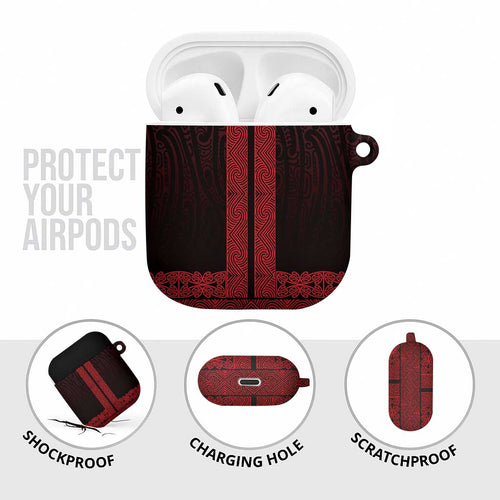 New Zealand Maori Kowhaiwhai AirPods Case Whero Maui and Mangopare - Aussie Hoodie