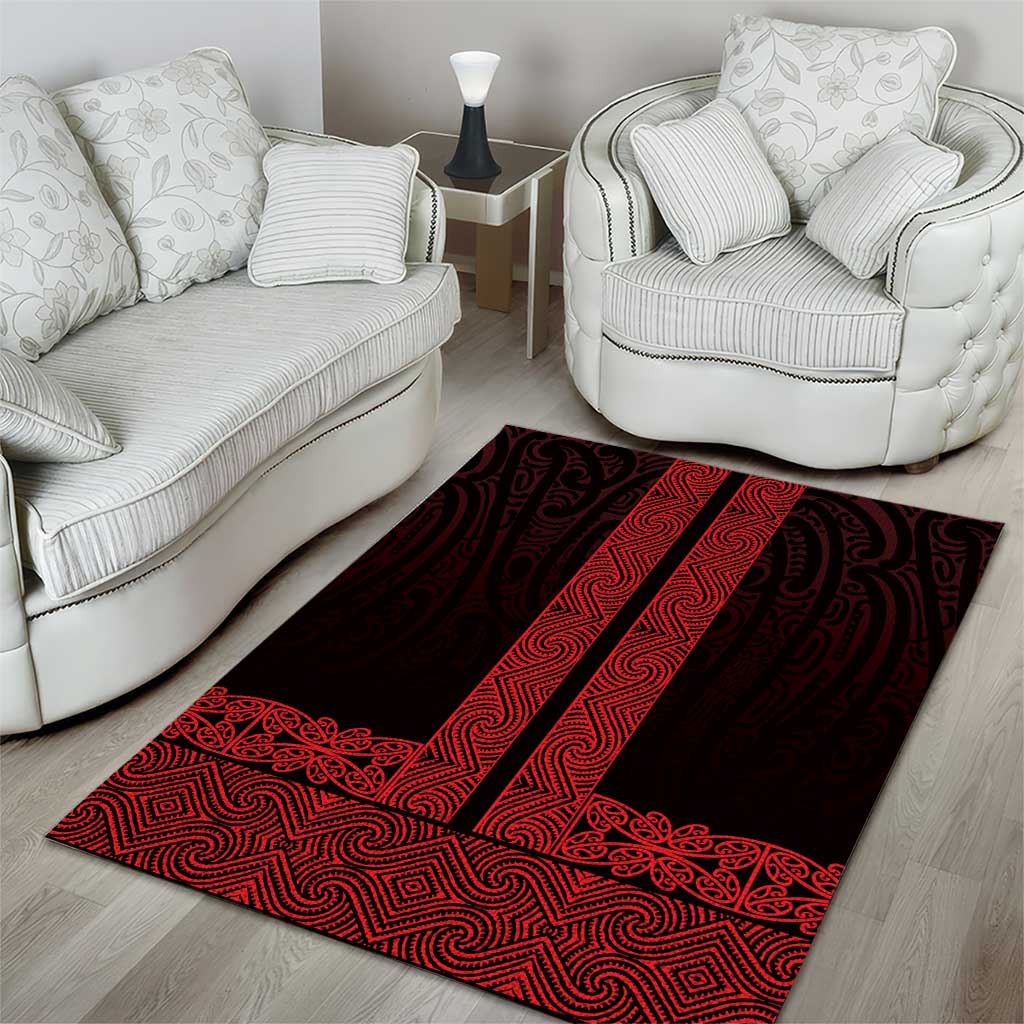 New Zealand Maori Kowhaiwhai Area Rug Whero Maui and Mangopare