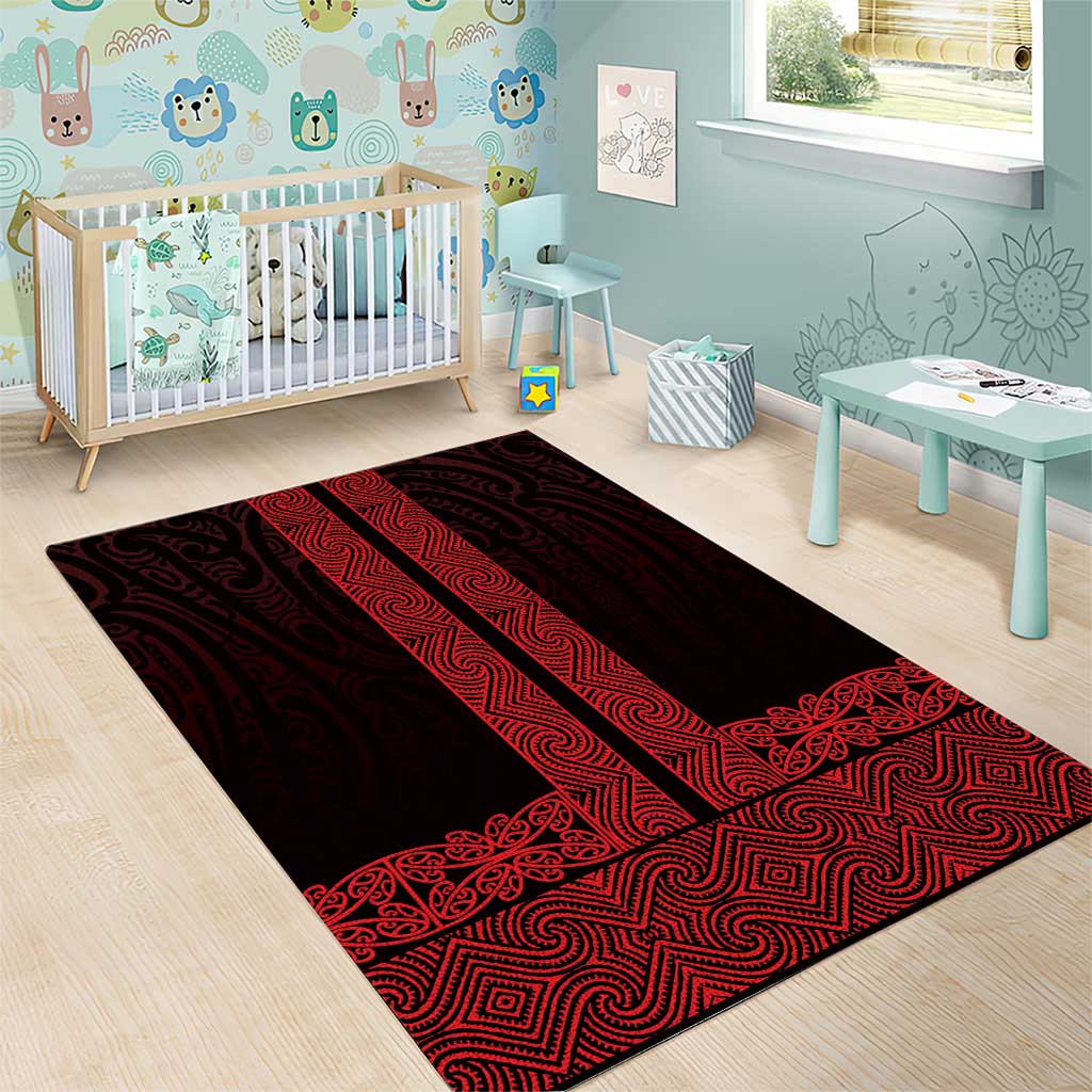 New Zealand Maori Kowhaiwhai Area Rug Whero Maui and Mangopare