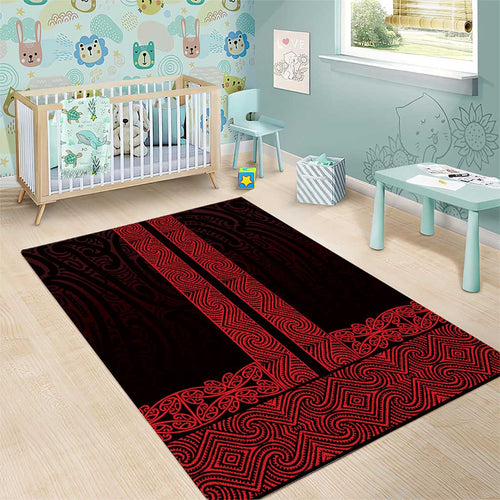 New Zealand Maori Kowhaiwhai Area Rug Whero Maui and Mangopare