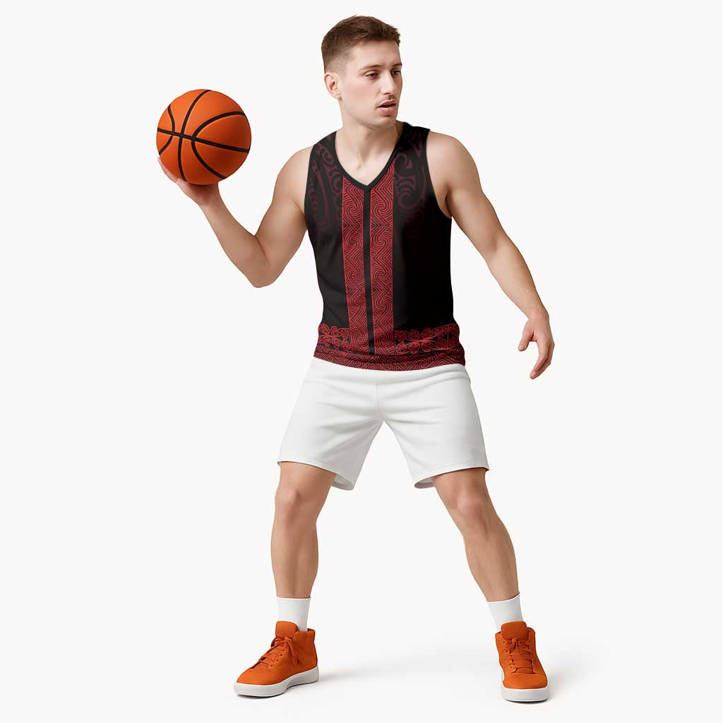 New Zealand Maori Kowhaiwhai Basketball Jersey Whero Maui and Mangopare - Aussie Hoodie