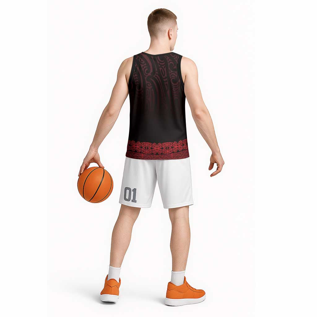 New Zealand Maori Kowhaiwhai Basketball Jersey Whero Maui and Mangopare - Aussie Hoodie