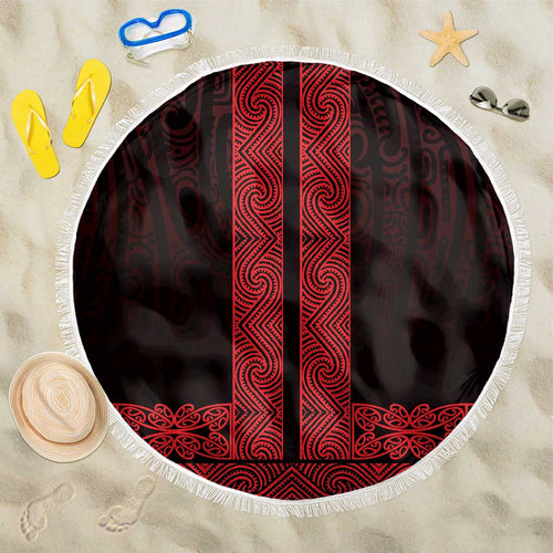 New Zealand Maori Kowhaiwhai Beach Blanket Whero Maui and Mangopare