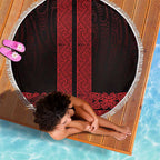 New Zealand Maori Kowhaiwhai Beach Blanket Whero Maui and Mangopare
