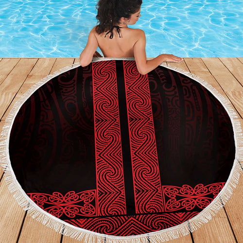 New Zealand Maori Kowhaiwhai Beach Blanket Whero Maui and Mangopare