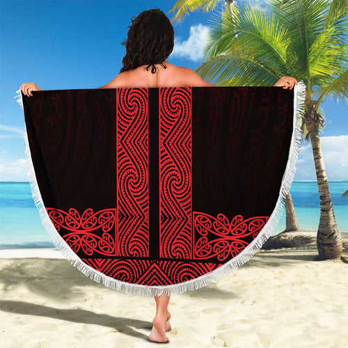 New Zealand Maori Kowhaiwhai Beach Blanket Whero Maui and Mangopare