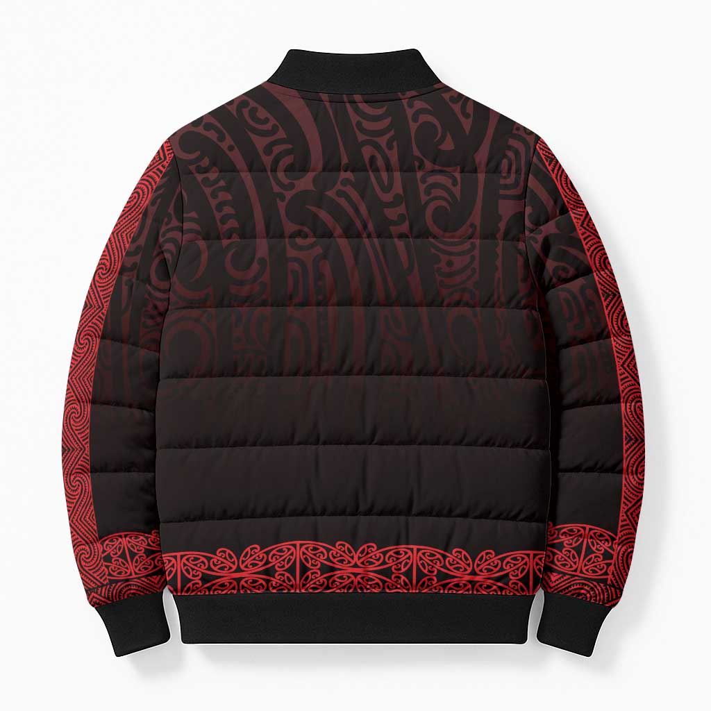 New Zealand Maori Kowhaiwhai Bomber Puffer Jacket Whero Maui and Mangopare - Aussie Hoodie
