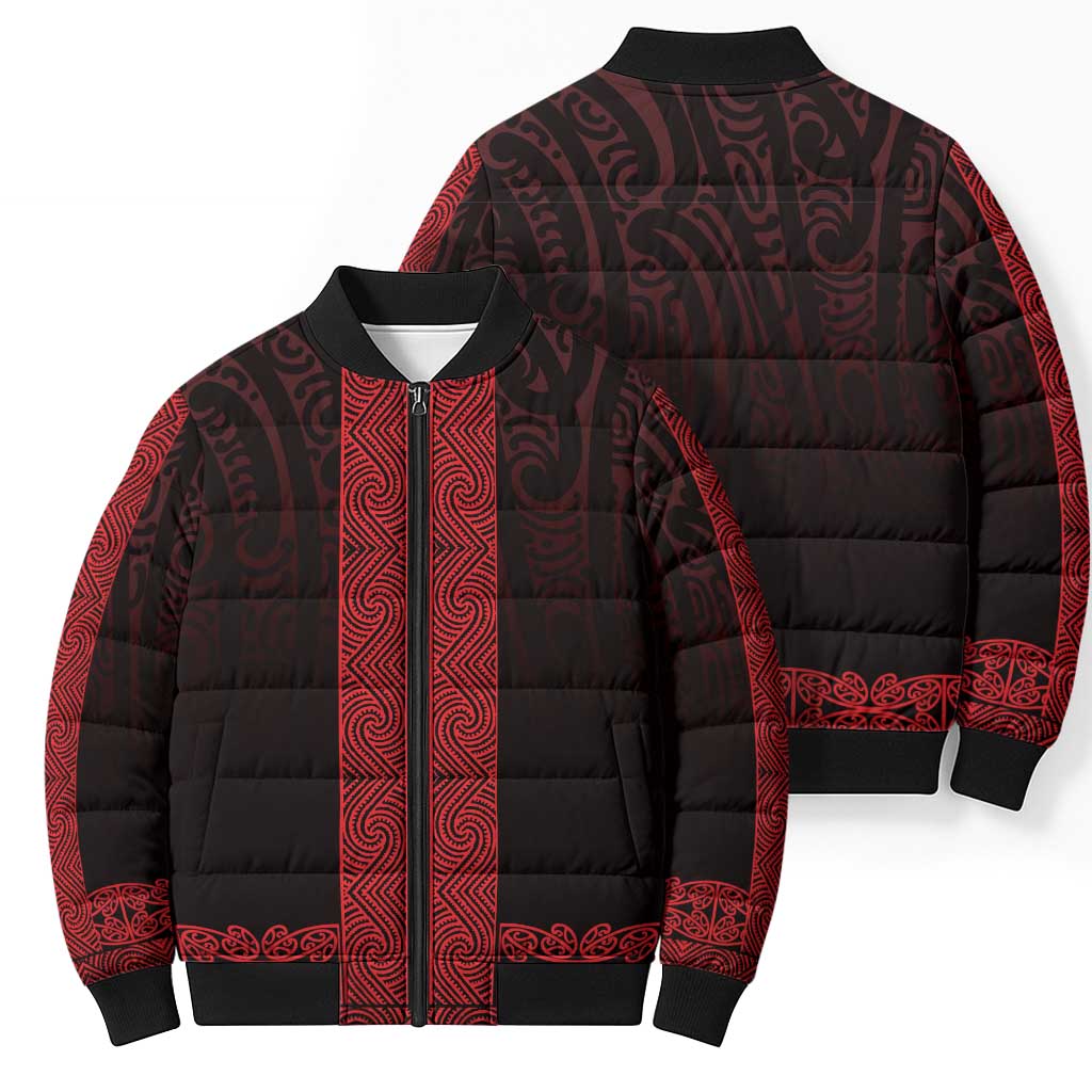 New Zealand Maori Kowhaiwhai Bomber Puffer Jacket Whero Maui and Mangopare - Aussie Hoodie