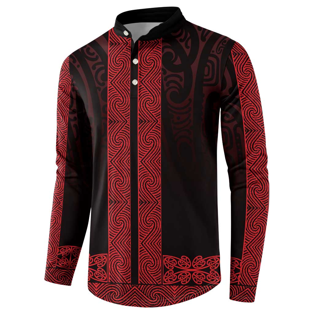 New Zealand Maori Kowhaiwhai Button Sweatshirt Whero Maui and Mangopare