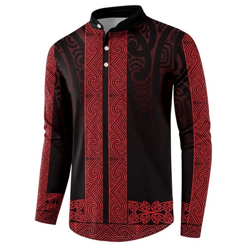 New Zealand Maori Kowhaiwhai Button Sweatshirt Whero Maui and Mangopare
