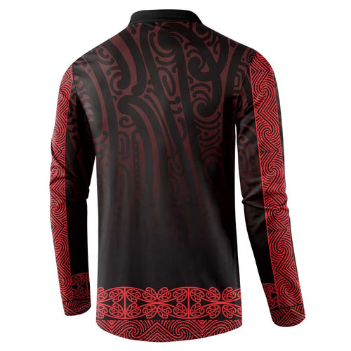 New Zealand Maori Kowhaiwhai Button Sweatshirt Whero Maui and Mangopare