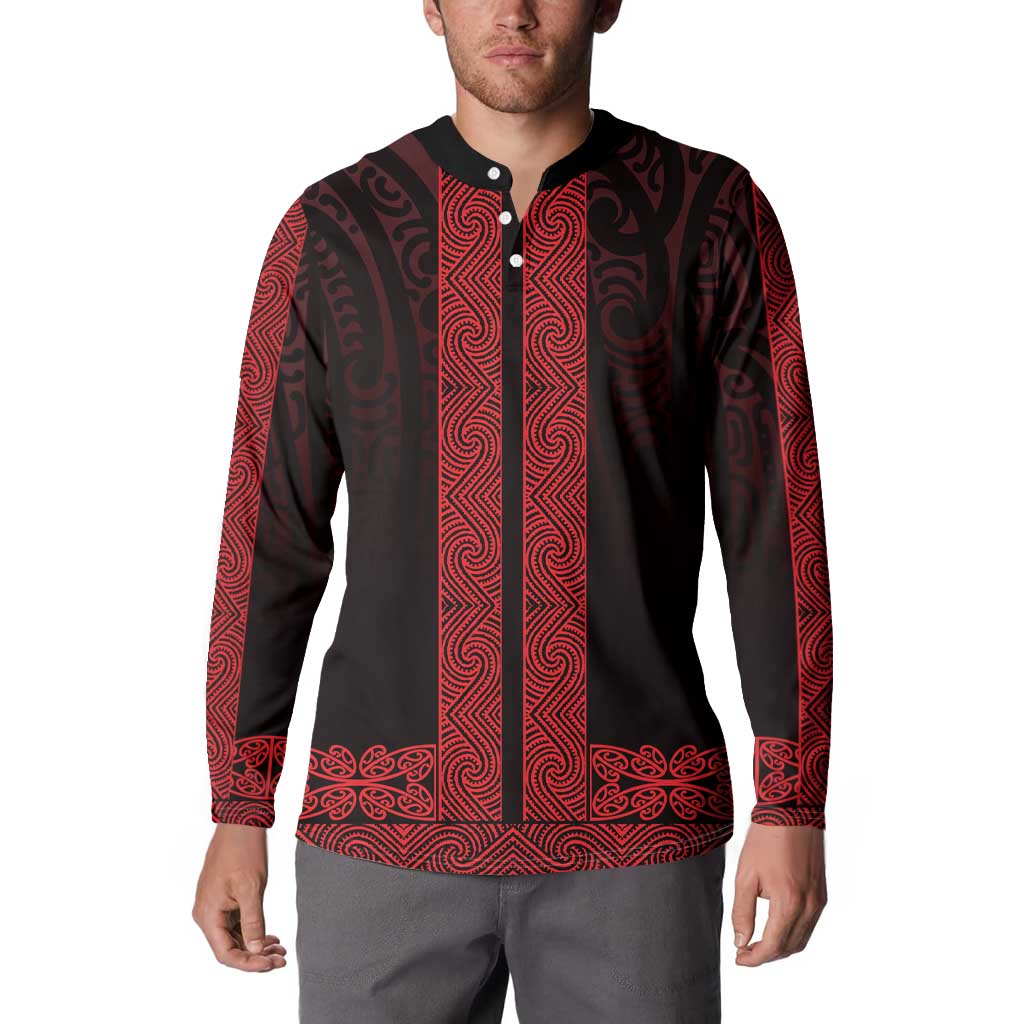 New Zealand Maori Kowhaiwhai Button Sweatshirt Whero Maui and Mangopare