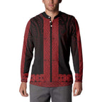 New Zealand Maori Kowhaiwhai Button Sweatshirt Whero Maui and Mangopare
