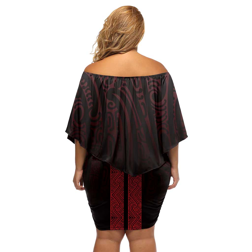 New Zealand Maori Kowhaiwhai Family Matching Off Shoulder Short Dress and Hawaiian Shirt Whero Maui and Mangopare