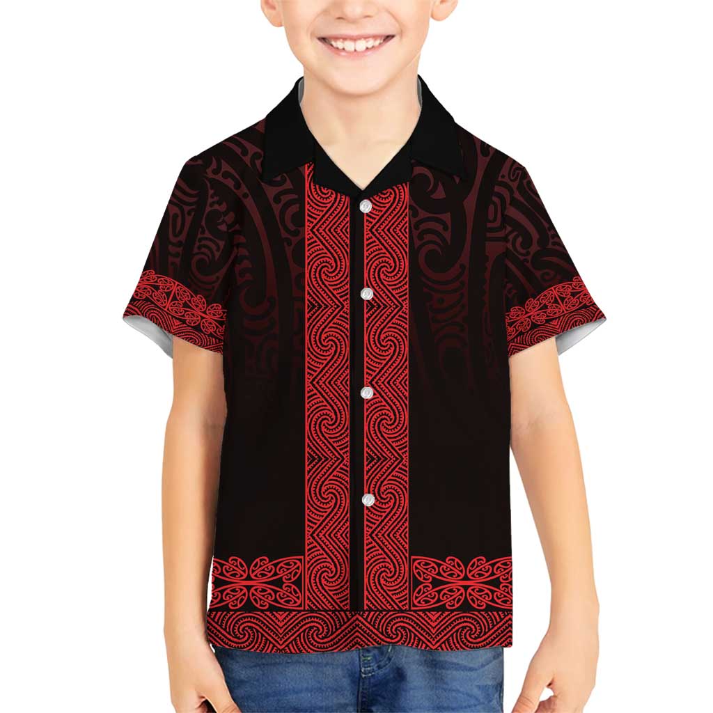 New Zealand Maori Kowhaiwhai Family Matching Off Shoulder Short Dress and Hawaiian Shirt Whero Maui and Mangopare