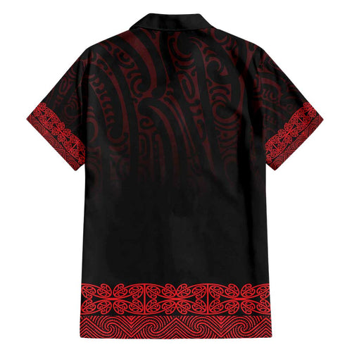 New Zealand Maori Kowhaiwhai Family Matching Short Sleeve Bodycon Dress and Hawaiian Shirt Whero Maui and Mangopare