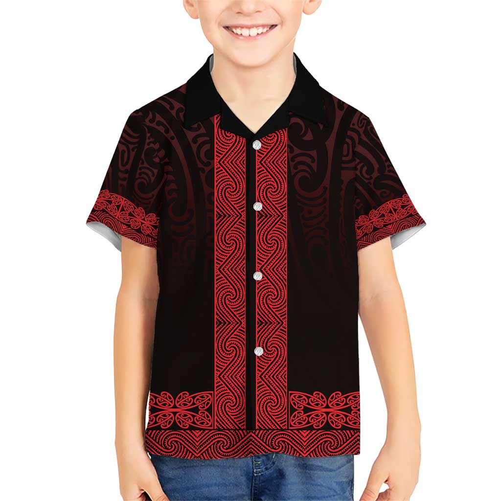New Zealand Maori Kowhaiwhai Family Matching Short Sleeve Bodycon Dress and Hawaiian Shirt Whero Maui and Mangopare